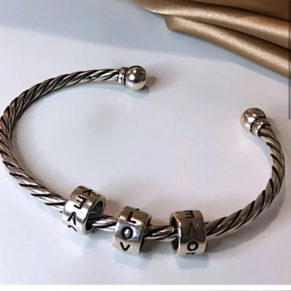 Sterling Silver I Love You Anxiety Bangle Bracelet